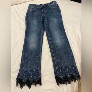 Cropped jeans by Melanie Lynn.